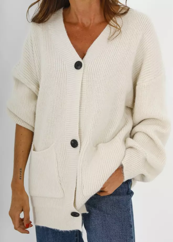 CARDIGAN CANALE ESCOTE PICO BEIGE