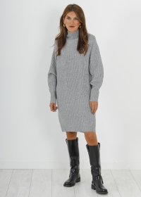 GREY COWL-NECK DRESS