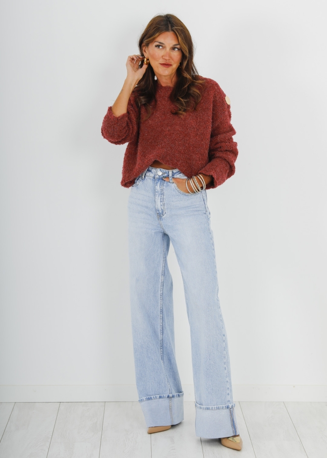 BORDEAUX BOUCLE EFFECT SWEATER