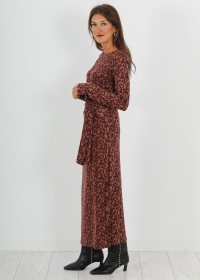 BURGUNDY ANIMAL PRINT KNOT DRESS