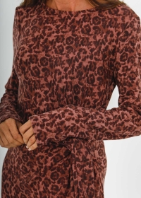 BURGUNDY ANIMAL PRINT KNOT DRESS