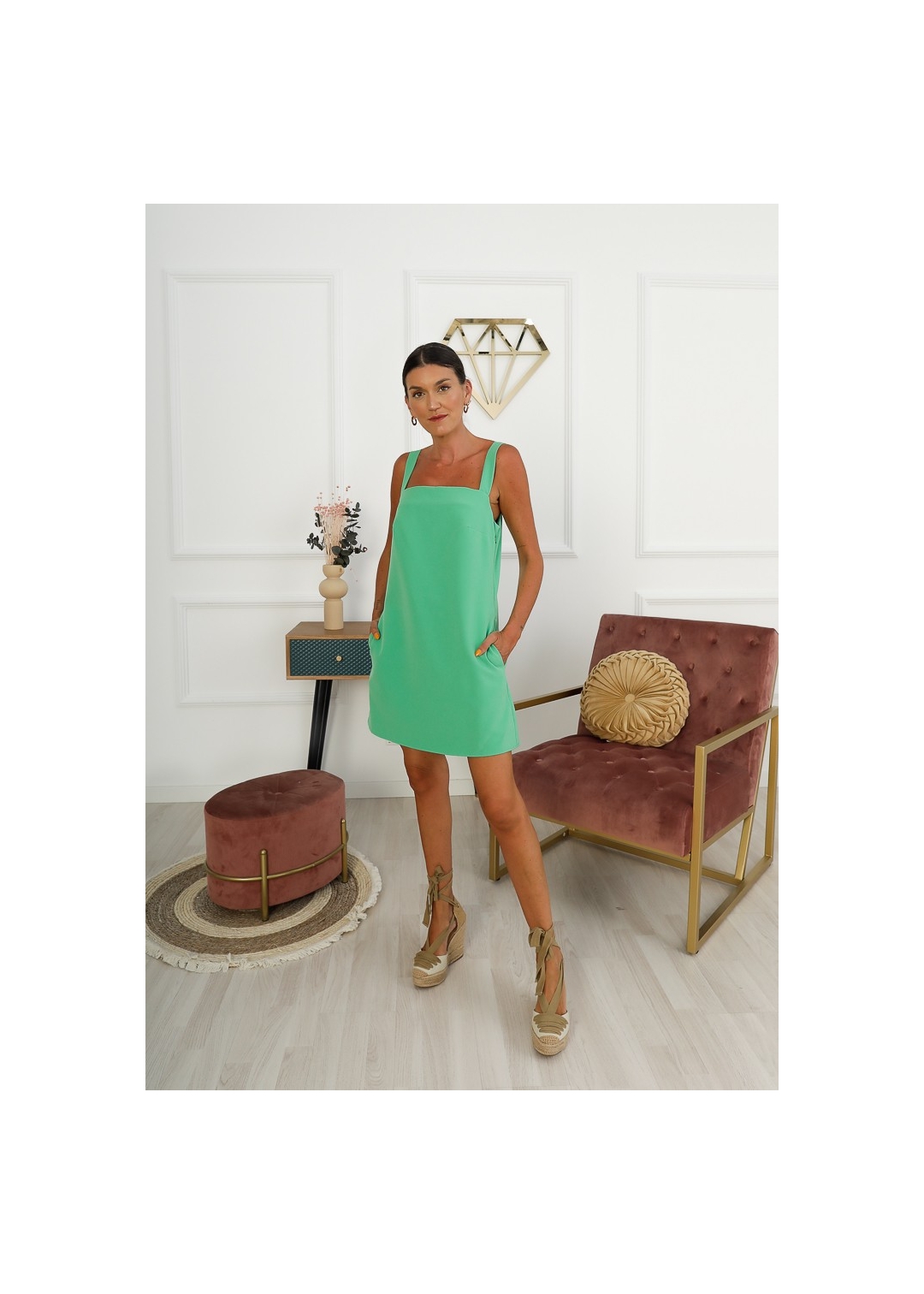 GREEN TDS DRESS WITH SLEEVES